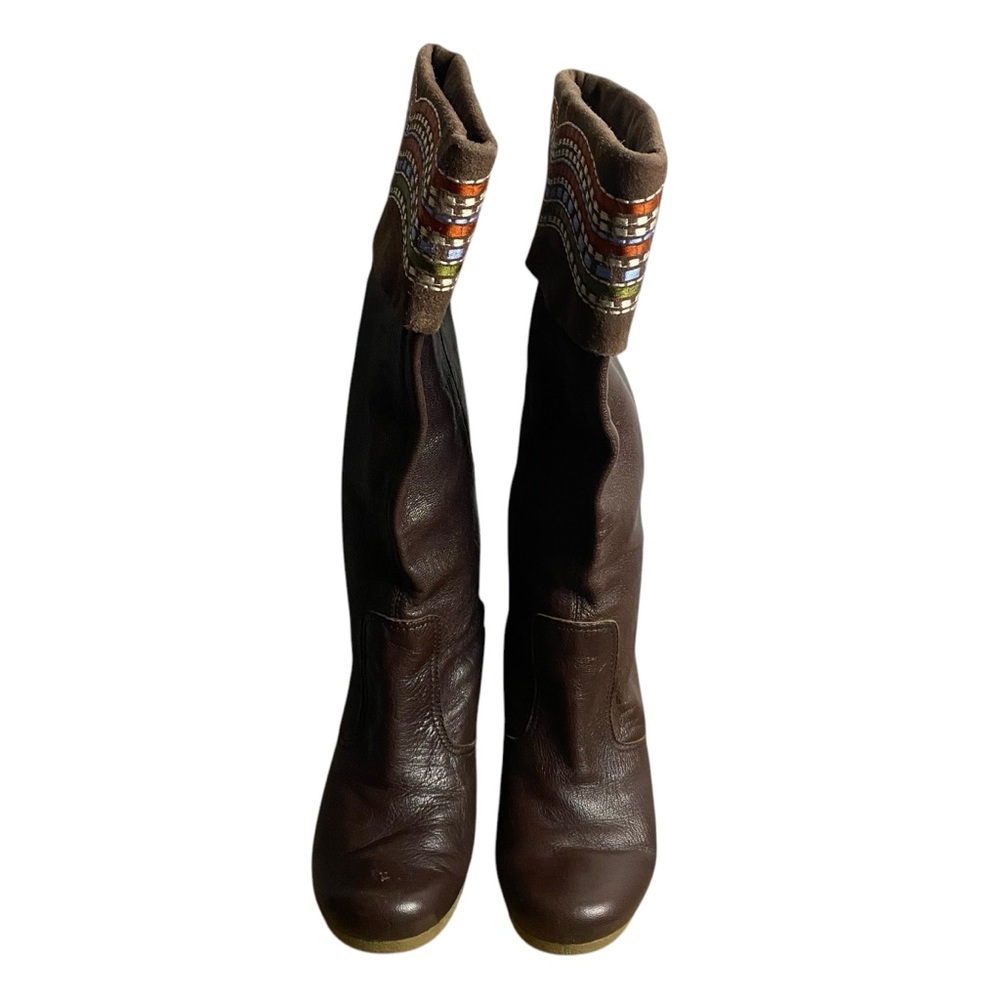 Aldo Women's Brown Leather Wedge Knee High Boot